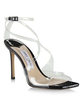Jimmy Choo Azia Clear Sandal in Black/Clear, NEW,  Size 39